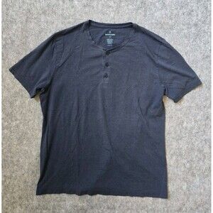 Tommy John Blue Short Sleeve Henley Crew T Shirt Sz Large Pima Cotton Blend